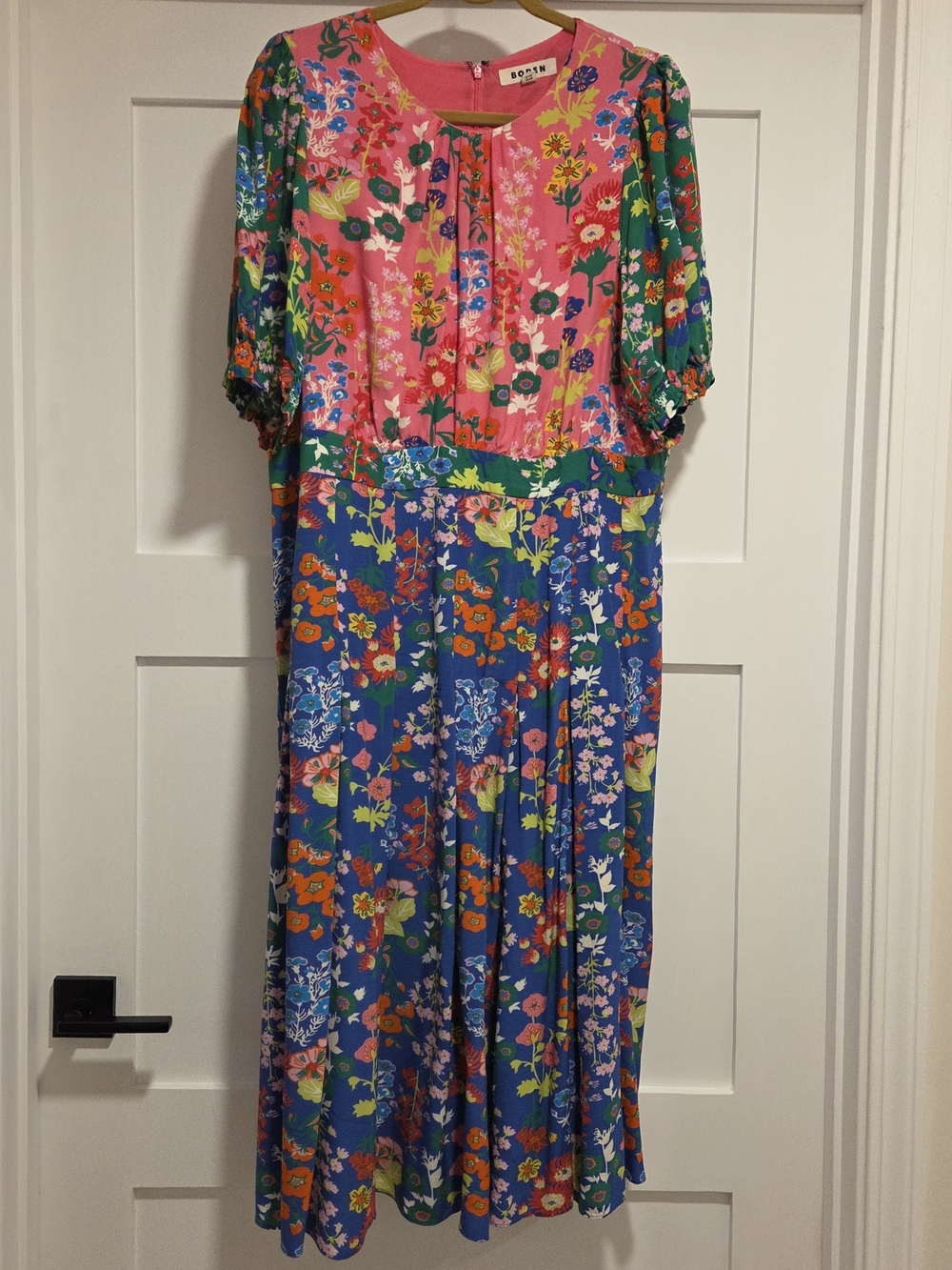 Boden Liv Pleat Detail Midi Dress - Bright Floral Mix - Like New